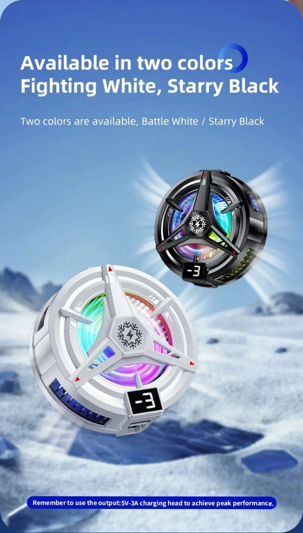 RGB Işıklı Manyetik Telefon Soğutucu – 3 Kademeli Ayarlı, Oyun İçin Profesyonel Cooling Fan