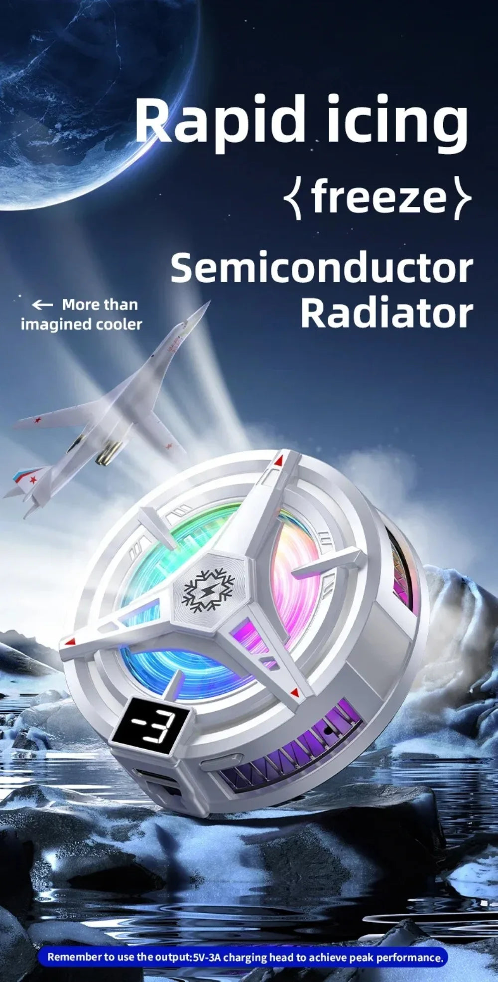 RGB Işıklı Manyetik Telefon Soğutucu – 3 Kademeli Ayarlı, Oyun İçin Profesyonel Cooling Fan