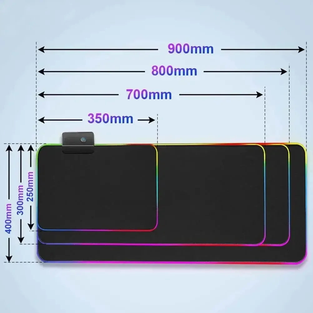 RGB LED Işıklı XXL Gaming Mouse Pad (90x40cm) – Geometrik Tasarım, Kaymaz Taban, Masa Üstü Mouse & Klavye Matı