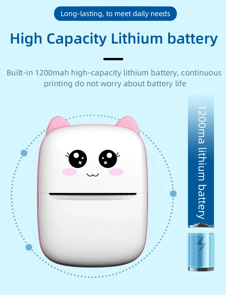 Mini Taşınabilir Termal Yazıcı – Bluetooth Kablosuz, Mürekkepsiz 200dpi Cep Tipi Etiket & Not Yazıcı