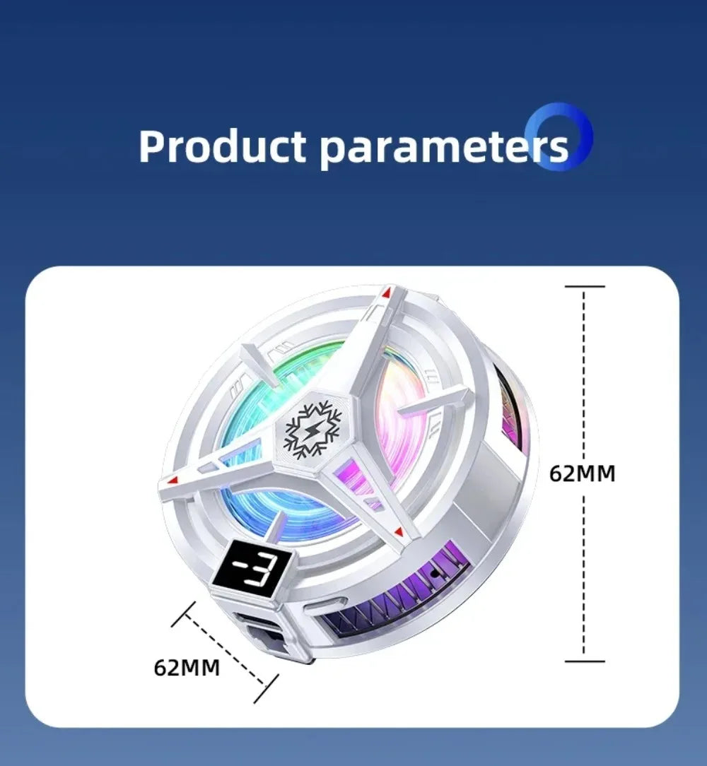 RGB Işıklı Manyetik Telefon Soğutucu – 3 Kademeli Ayarlı, Oyun İçin Profesyonel Cooling Fan