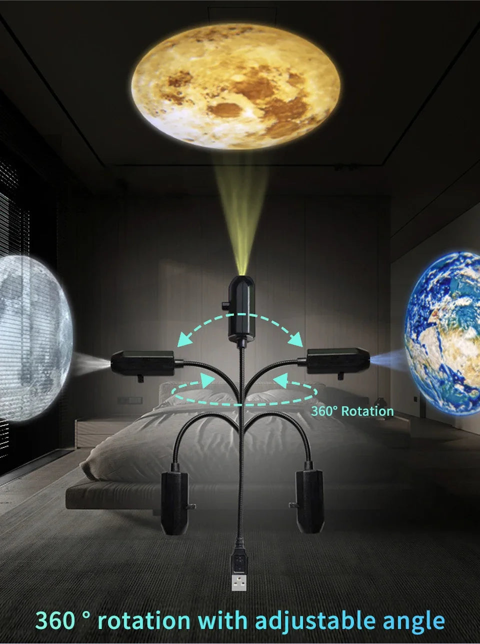 RGB Projeksiyon Lamba | Oda Atmosfer Işığı | USB Gece Lambası