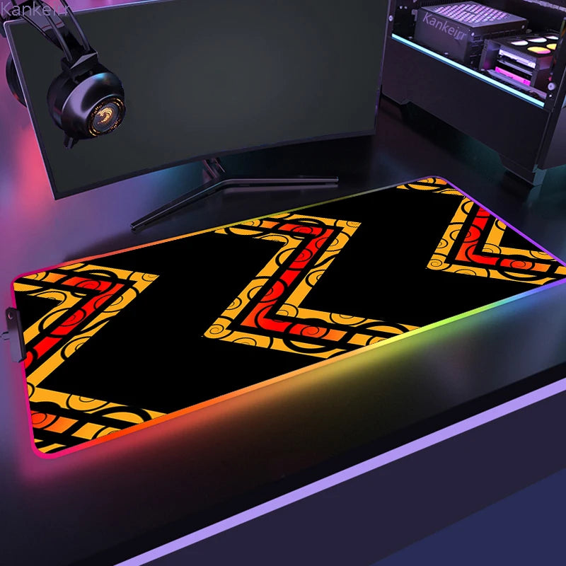 RGB LED Işıklı XXL Gaming Mouse Pad (90x40cm) – Geometrik Tasarım, Kaymaz Taban, Masa Üstü Mouse & Klavye Matı