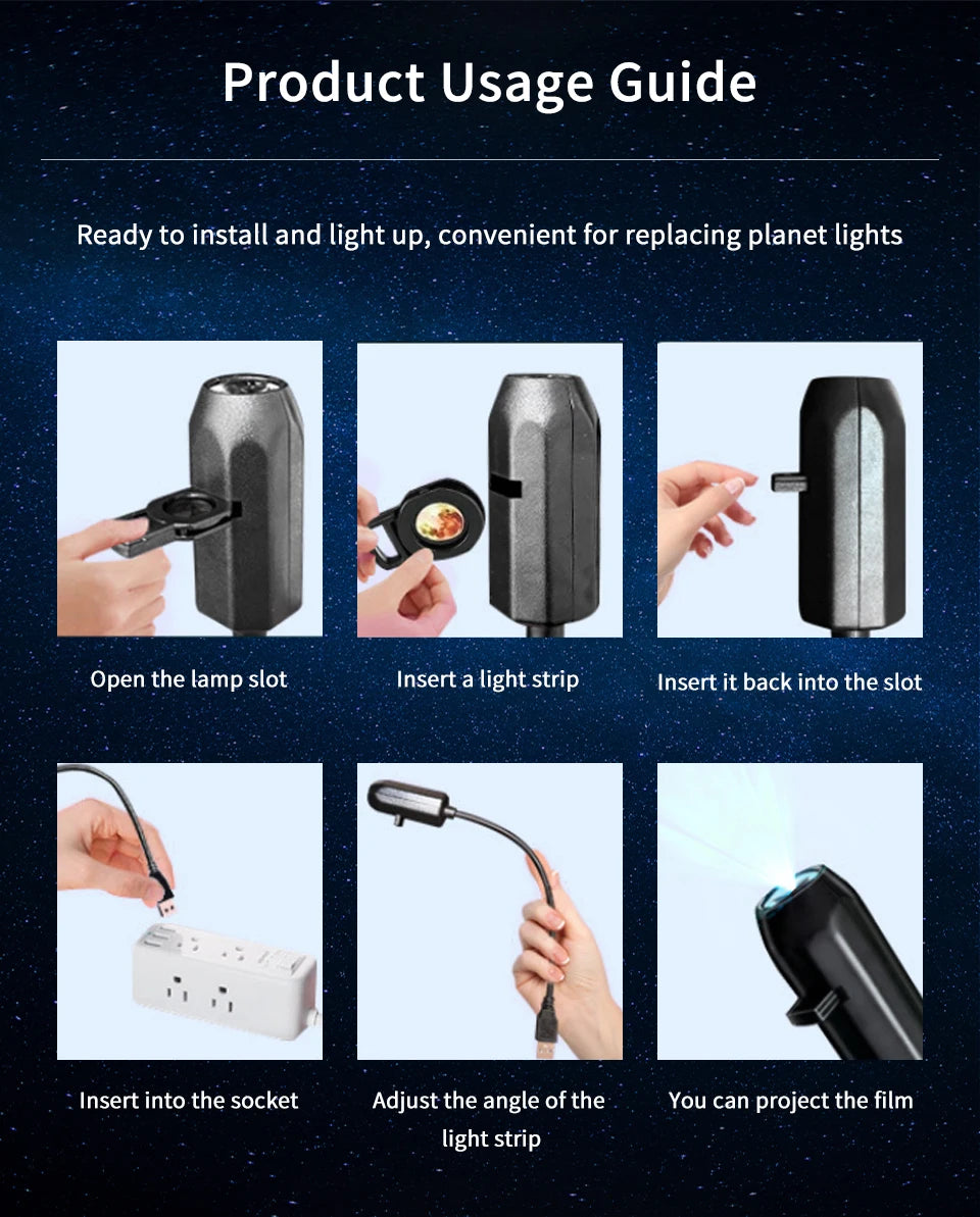 RGB Projeksiyon Lamba | Oda Atmosfer Işığı | USB Gece Lambası