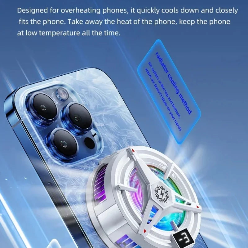 RGB Işıklı Manyetik Telefon Soğutucu – 3 Kademeli Ayarlı, Oyun İçin Profesyonel Cooling Fan