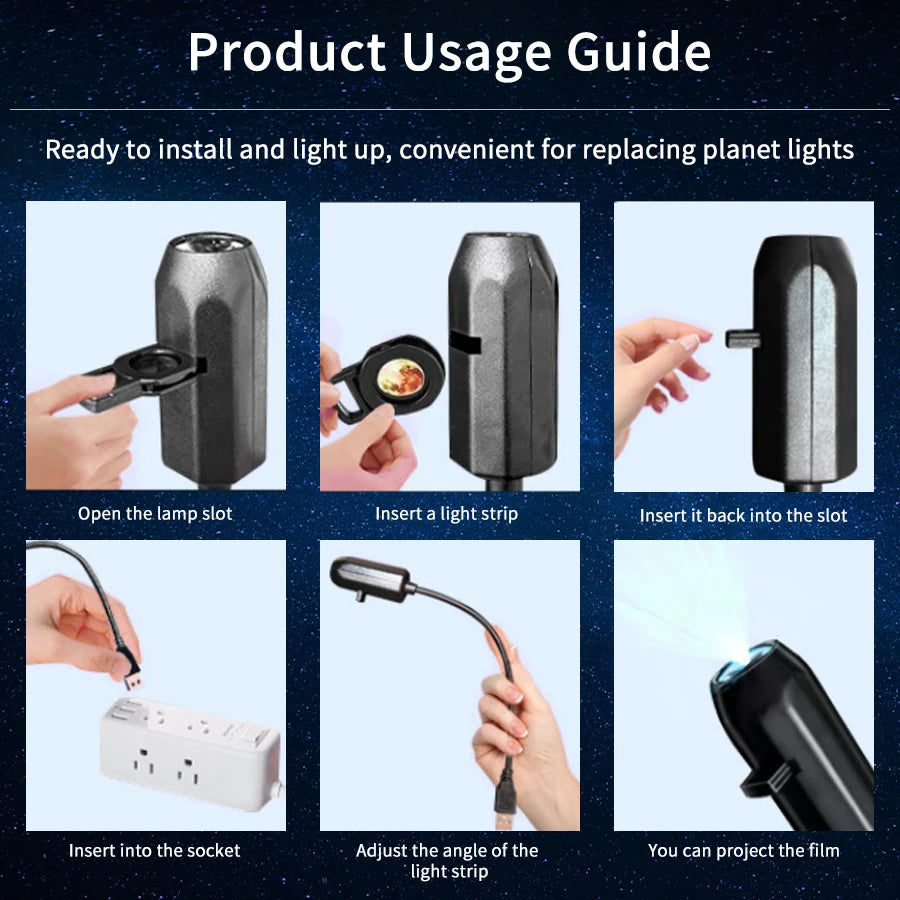 RGB Projeksiyon Lamba | Oda Atmosfer Işığı | USB Gece Lambası