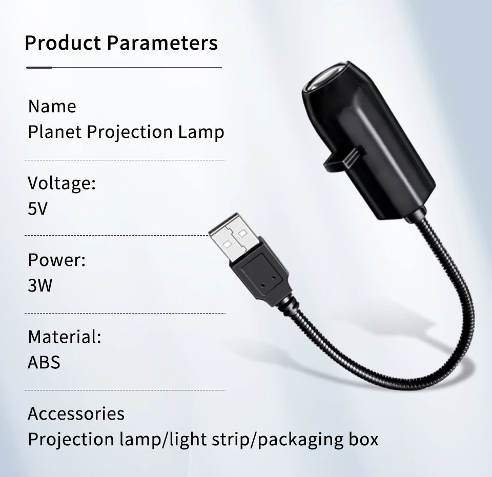 RGB Projeksiyon Lamba | Oda Atmosfer Işığı | USB Gece Lambası