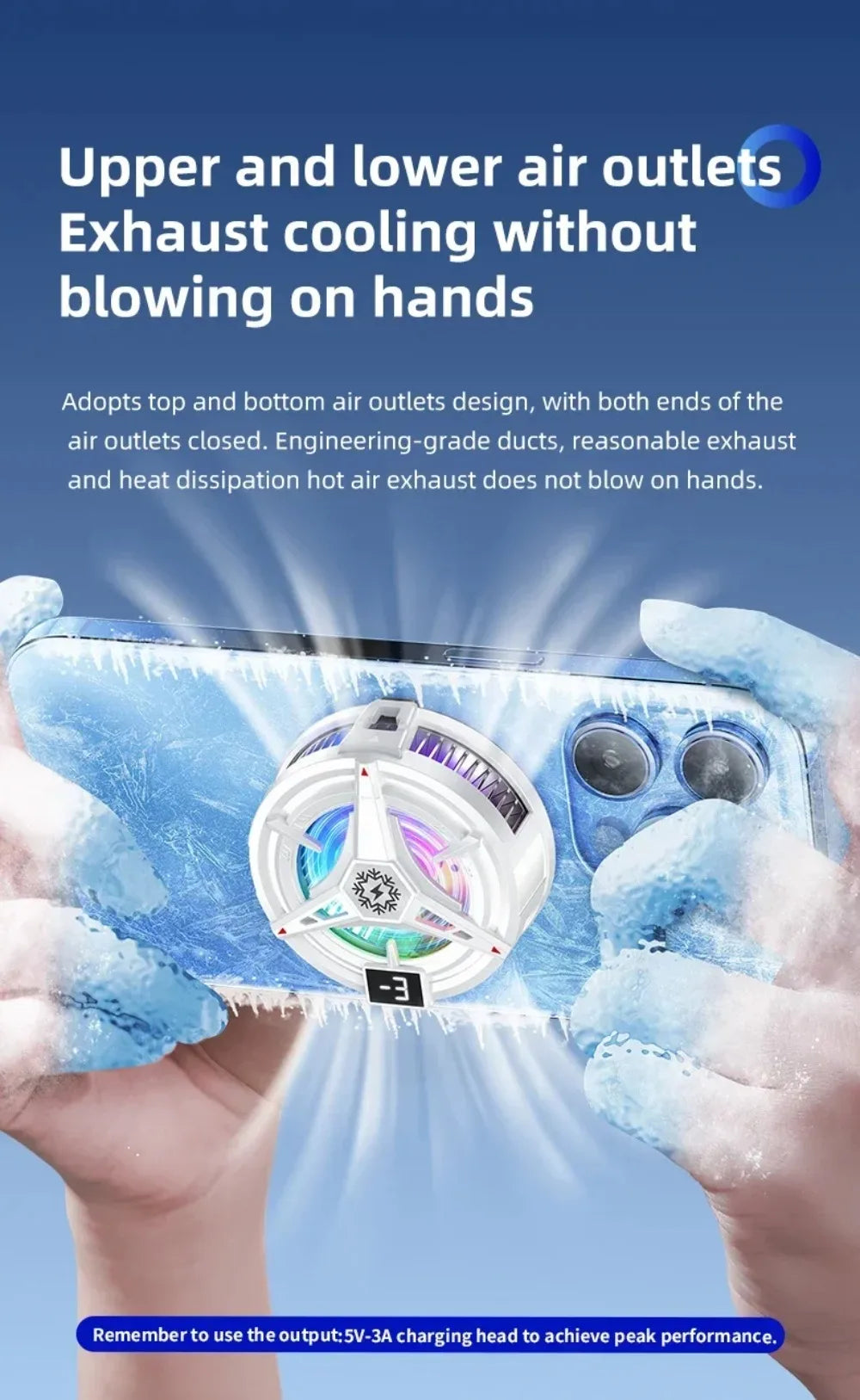 RGB Işıklı Manyetik Telefon Soğutucu – 3 Kademeli Ayarlı, Oyun İçin Profesyonel Cooling Fan