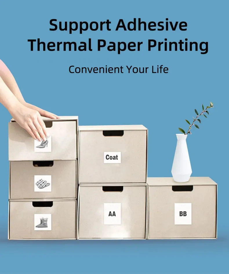 Mini Taşınabilir Termal Yazıcı – Bluetooth Kablosuz, Mürekkepsiz 200dpi Cep Tipi Etiket & Not Yazıcı