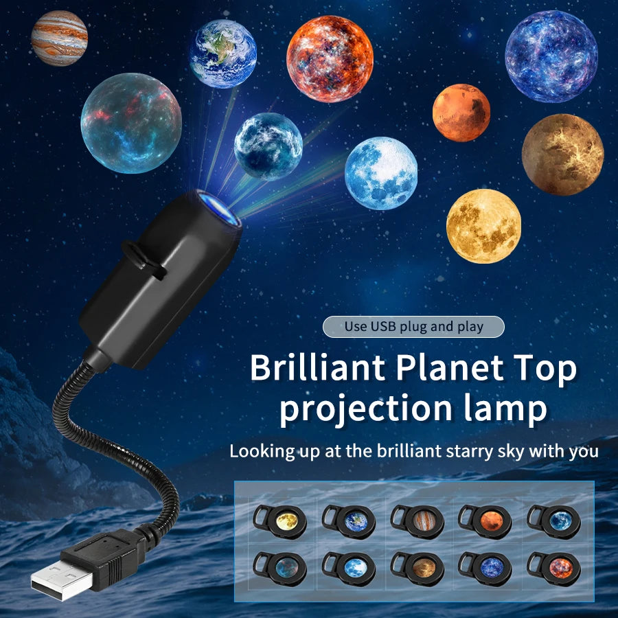 RGB Projeksiyon Lamba | Oda Atmosfer Işığı | USB Gece Lambası