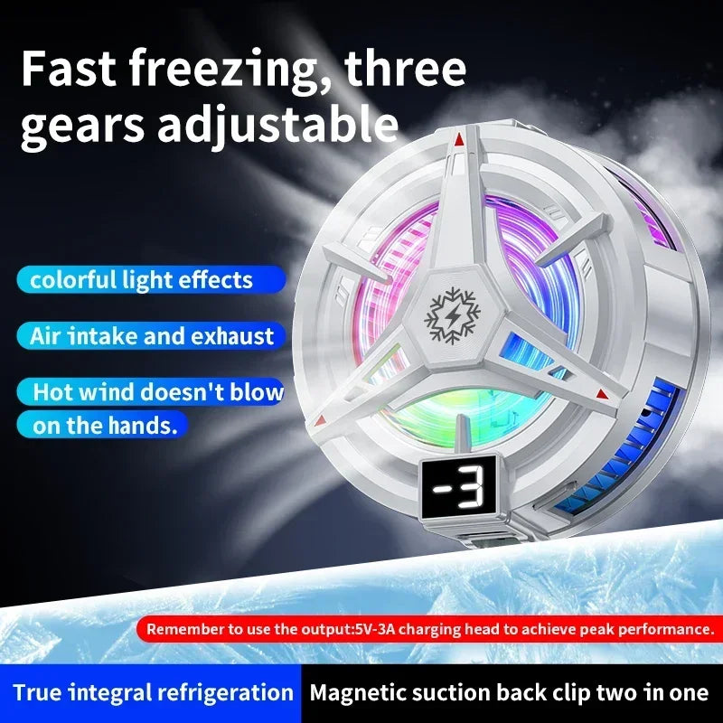 RGB Işıklı Manyetik Telefon Soğutucu – 3 Kademeli Ayarlı, Oyun İçin Profesyonel Cooling Fan