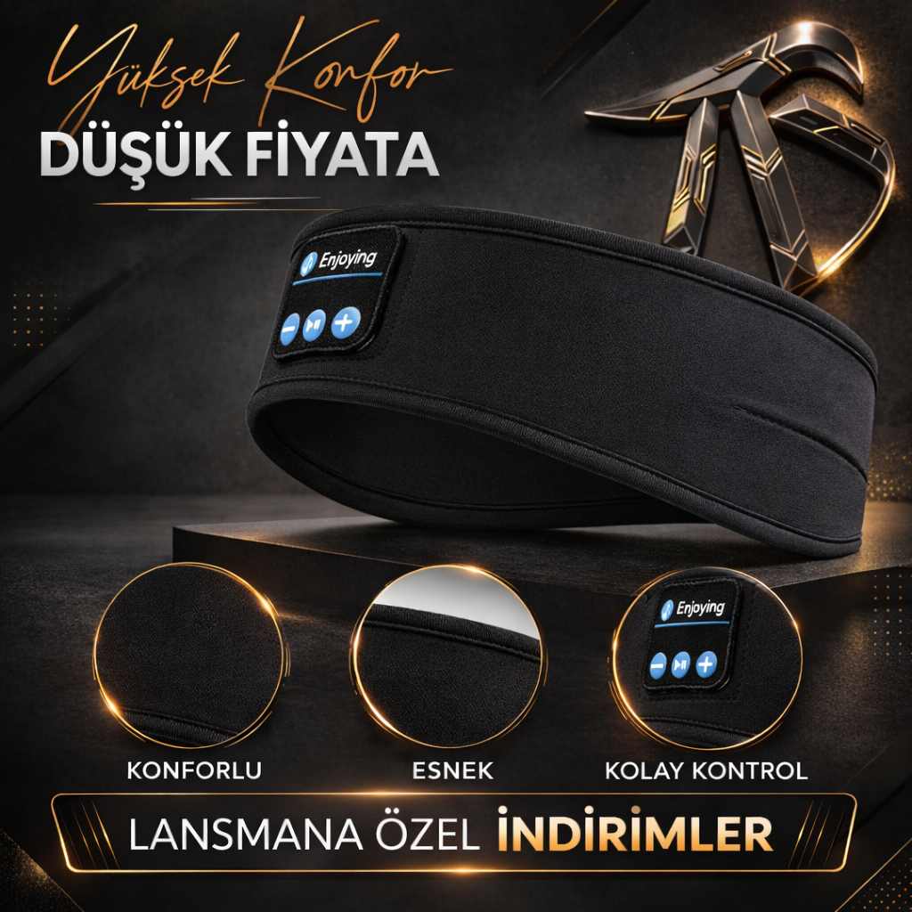 TuranSRetail Bluetooth kulaklık & Spor Kafa Bandı – Kablosuz Müzik Dinleme, Gürültü Azaltma, 10 Saat Pil, Bluetooth 5.0