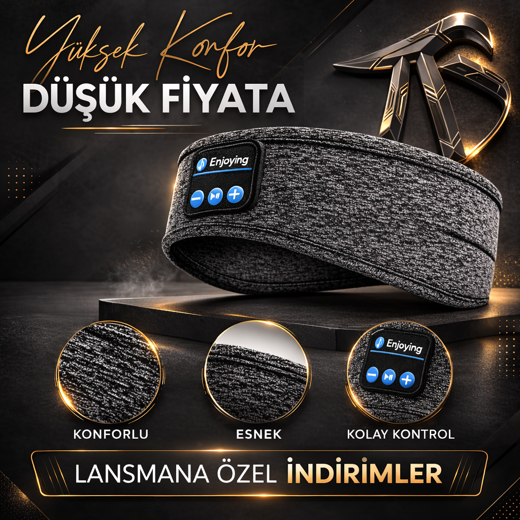TuranSRetail Bluetooth kulaklık & Spor Kafa Bandı – Kablosuz Müzik Dinleme, Gürültü Azaltma, 10 Saat Pil, Bluetooth 5.0